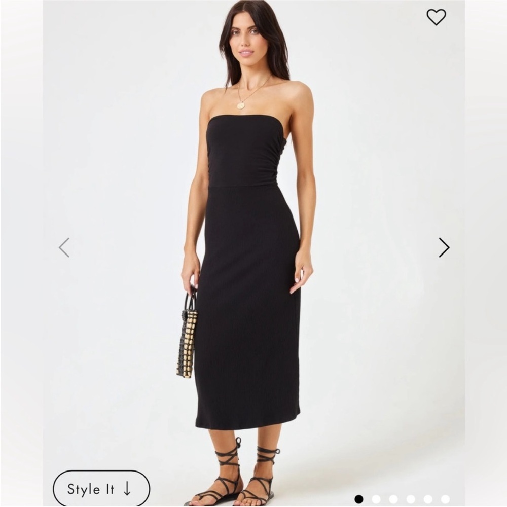 L*Space Black Strapless Midi Dress